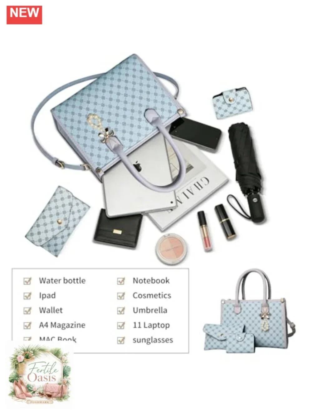 PU Leather Satchel Handbag Set with Bow - Spacious Tote Shoulder Bag with